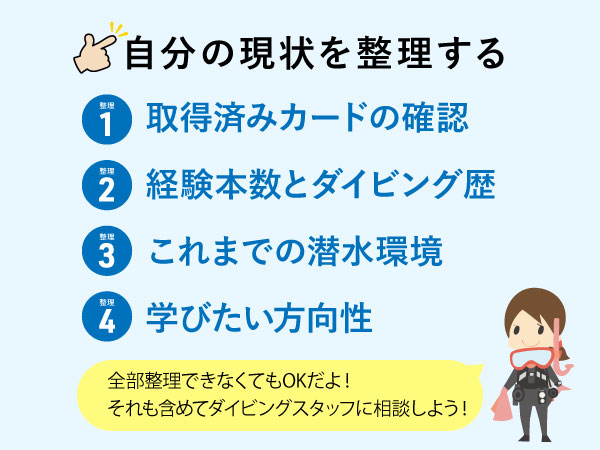 ダイビングの経験を整理する